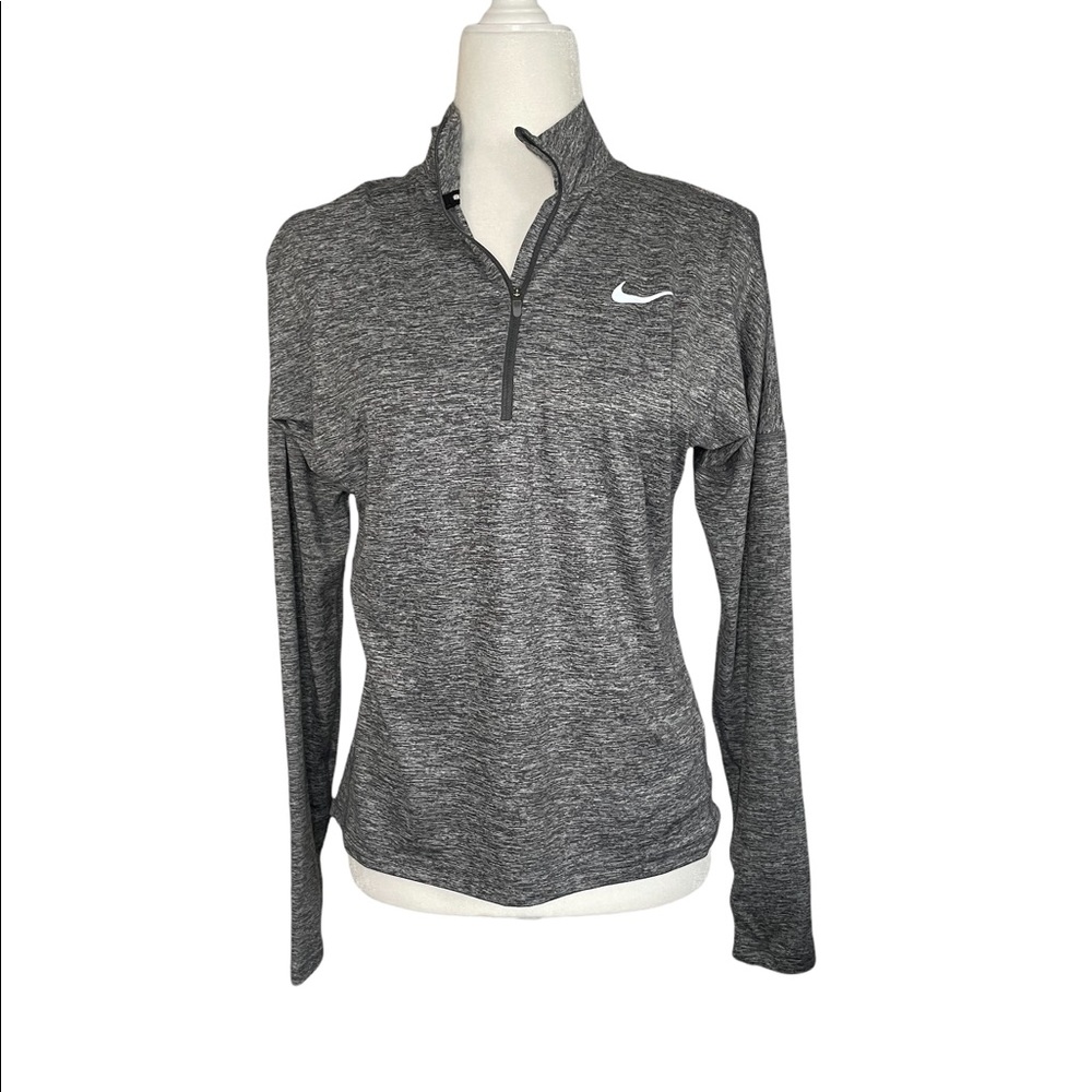 Nike Dri Fit 1/2 Zip heather grey running top, size S